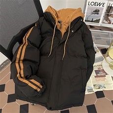 冬季美式潮牌假两件连帽棉衣2024新款休闲面包服男款W8012-P80，男装棉衣，星座512-4