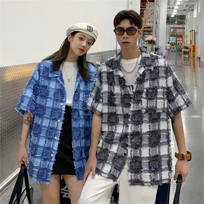 C93-P38大码男女款短袖衬衫2025夏季新款韩版宽松百搭外穿防晒衣,男装防晒衣,电商B323A