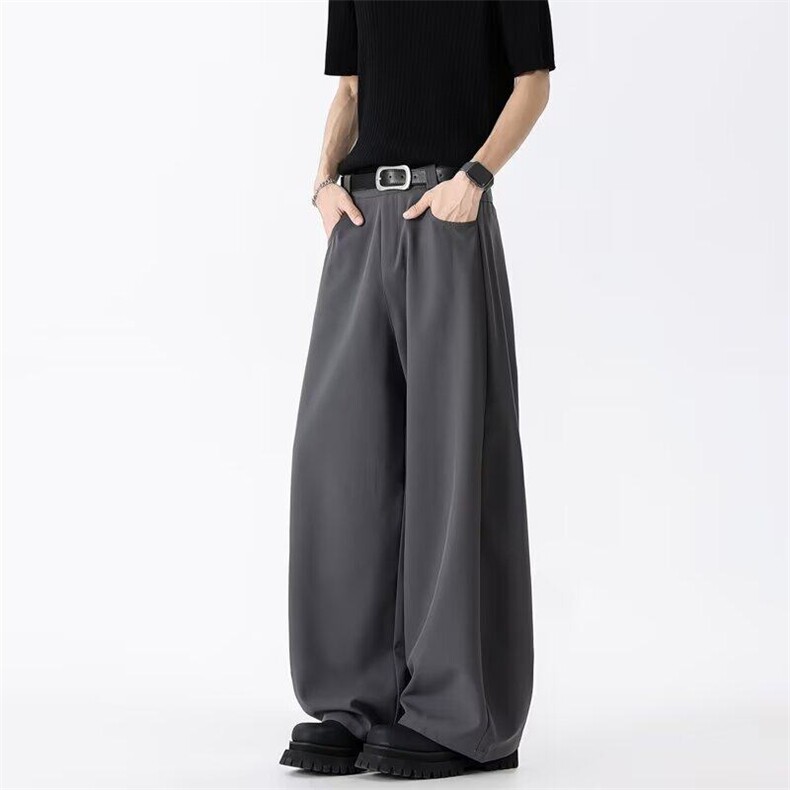 美式重磅水洗休闲裤男夏季新款宽松潮流青少年百搭阔腿拖地西裤，男装西裤，星座813-2