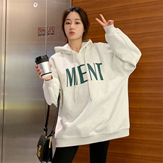 卫衣女秋冬加绒加厚连帽2021年新款小众oversize厚款冬季微胖冬装，女装卫衣/绒衫，梦懿尔