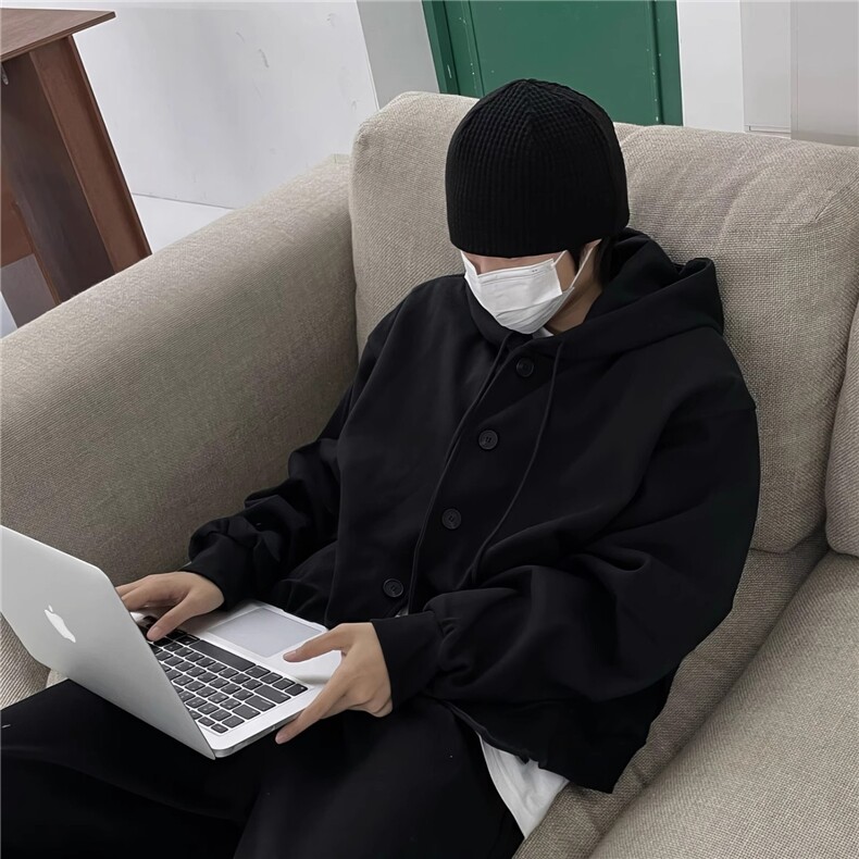 Y134-P55美式系扣连帽开衫卫衣外套男秋冬新款韩版潮牌运动风,女装短外套,电商B323A