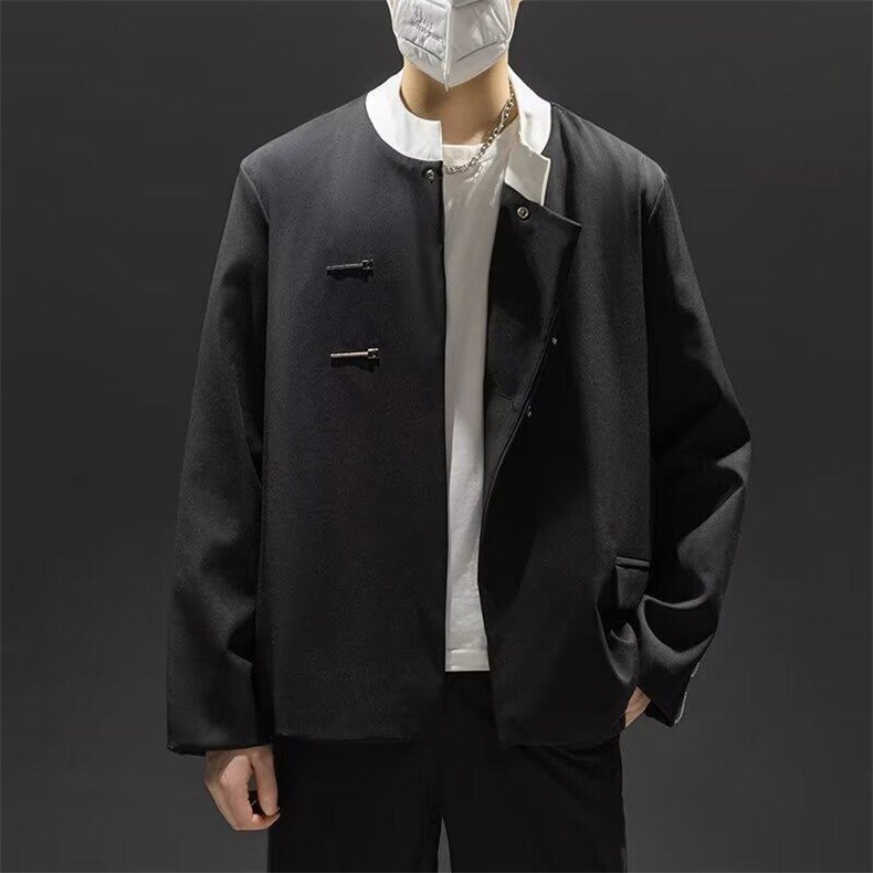 F502P60新中式风西服男士春秋季小众金属扣宽松潮流痞帅小西装,男装西服套装,星座512-6