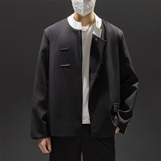 F502P60新中式风西服男士春秋季小众金属扣宽松潮流痞帅小西装，男装西服套装，星座512-6