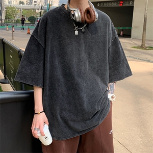 水洗T恤240克重磅 X1025-TP25 夏季可二开短袖T恤男港风大码上衣图片