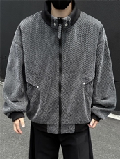 黑墙秋季工装夹克潮牌银丝斜纹雪尼尔翻领休闲外套A436-6109-P75，男装夹克，电商A436