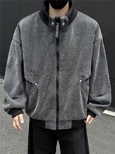 黑墙秋季工装夹克潮牌银丝斜纹雪尼尔翻领休闲外套 A436-6109-P75图片