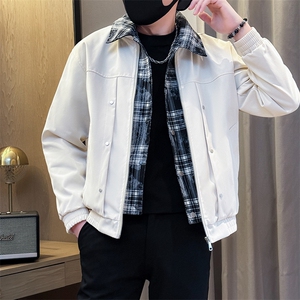 假二件寸衫夹克男时尚店主小伙风潮潮流男秋冬外套TZ2589P78控128图片