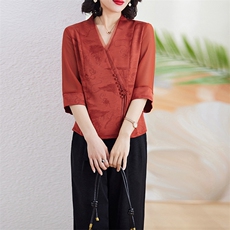 贵夫人妈妈成套搭配套装女2024新款夏高端香云纱阔腿裤两件套减龄，女装套装/套裙，江南女神
