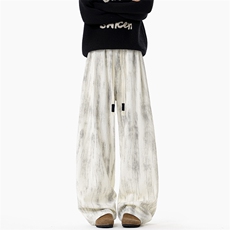 秋季美式扎染垂感蟒纹水墨印花男大码抽绳休闲裤K24033-特P35控68，男装休闲裤，电商A001