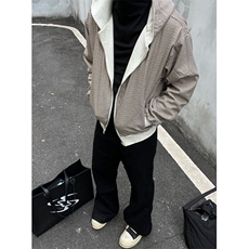 美式双面穿格子连帽外套男冬季棒球服夹克上衣拉链卫衣WB433X-P70，男装夹克，星座412-3