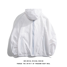 白底23夏季时尚百搭拉链连帽UPF50+薄款防晒衣外套F164P65控88，男装防晒衣，电商A247-1
