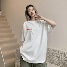 万针全刺绣工艺抖音得物高品质260克重磅纯棉双纱美式高街短袖T恤，男装T恤，电商A486