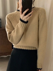 时尚百搭宽松羊毛衫女长袖针织毛衣显瘦气质上衣，女装羊毛衫，恩泰羊绒