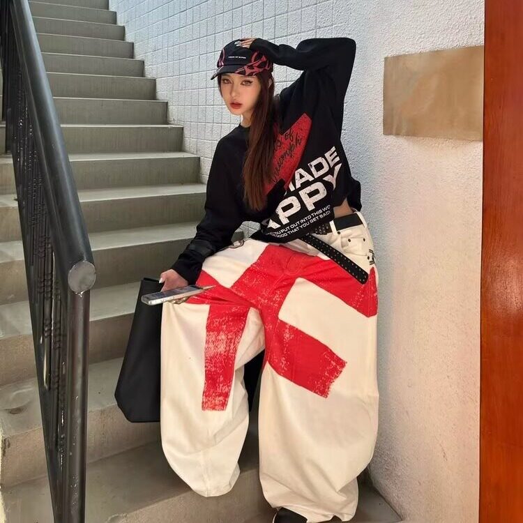 N9009-P53美式复古条纹三条水洗牛仔裤潮牌春秋季直筒裤子，男装牛仔裤，电商B323A