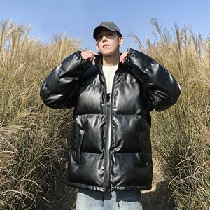 冬季pu皮衣棉服男短款外套加厚面包服韩版宽松立领棉衣棉袄潮