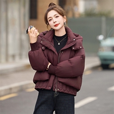 2025冬装时尚保暖减龄90%白鸭绒羽绒服女连帽显瘦面包服外套，女装羽绒服，沐七七