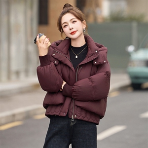 2025冬装时尚保暖减龄90%白鸭绒羽绒服女连帽显瘦面包服外套图片