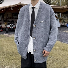针织开衫男韩版潮流灰色帅2023冬季新款ins宽松毛衣外套MZ172-P52，男装针织衫/毛衣，星座412-3