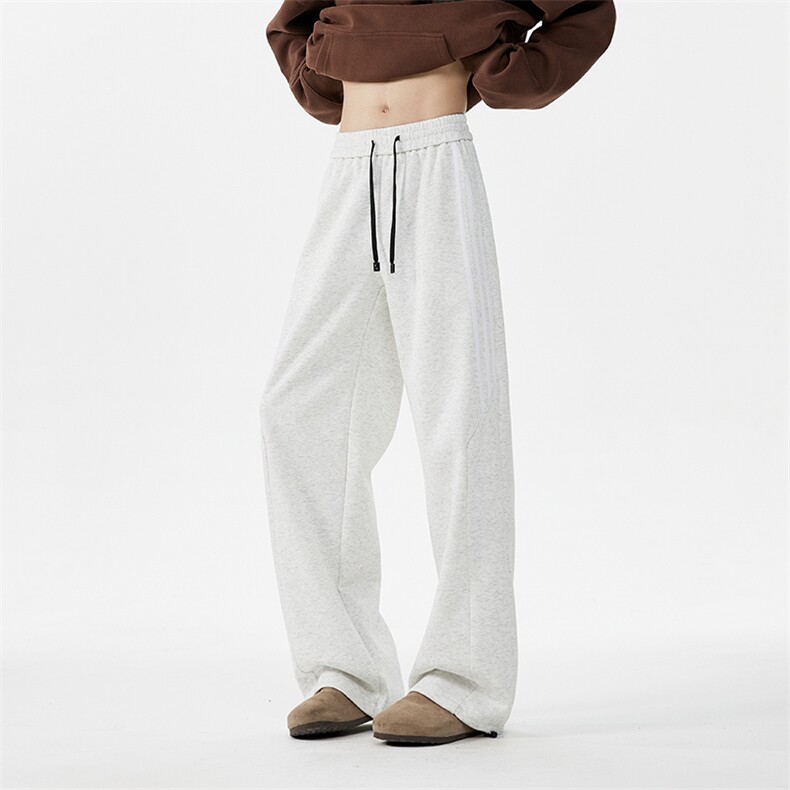 抖音品质秋季新款潮流条纹拼接宽松休闲卫裤B313-K818-特p40控78，男装休闲裤，电商B313