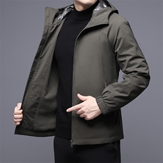 2023新款男士连帽宽松休闲羽绒服中年厚款保暖白鸭绒男装外套，男装羽绒服，电商B212（原钱塘6029）