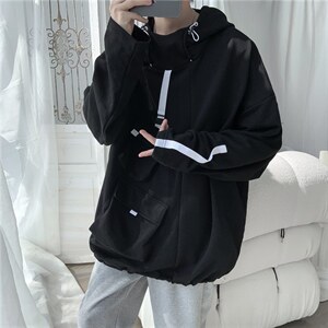 WY3097/P55秋装新款多口袋工装宽松卫衣男连帽套头上衣外套控68,男装卫衣,电商A141