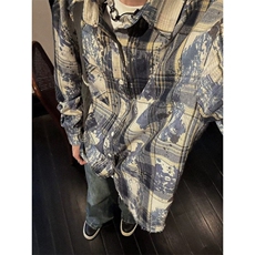 DH281-P50美式扎染长袖衬衫男2025春秋新款潮牌寸衫外套-网图现货，男装衬衫，星座603-2