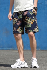 港风印花短裤男女宽松休闲五分裤抽绳松紧腰沙滩裤K8112-特价P18，男装牛仔裤，电商A007