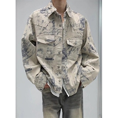 扎染刺绣牛仔外套男春秋高级感痞帅夹克重工正肩上衣J32，男装夹克，星座1116A（原606A-3）