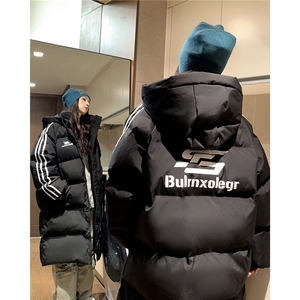 中性 过膝棉衣 织带三条杠长款加厚情侣羽棉服 外套男 G1076 P168图片