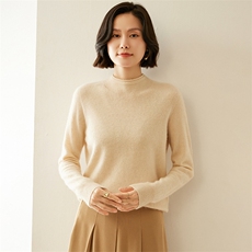 高端软糯山羊绒衫女圆领套头秋冬宽松百搭一线成衣针织打底衫毛衣，女装羊绒衫，纳丰羊绒