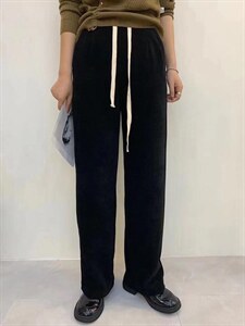 冬季加厚雪尼尔复合牛奶丝阔腿裤图片