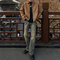 cleanfit巴家竹节牛仔裤高级感痞帅修身微喇叭裤，男装牛仔裤，星座310A-4