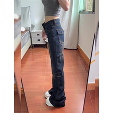 美式复古低腰微喇叭牛仔裤新款显瘦高街阔腿拖地裤513CK3521P47，男装牛仔裤，星座513
