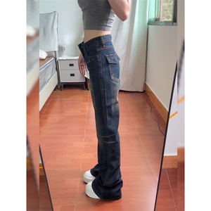 美式复古低腰微喇叭牛仔裤新款显瘦高街阔腿拖地裤513CK3521P47图片