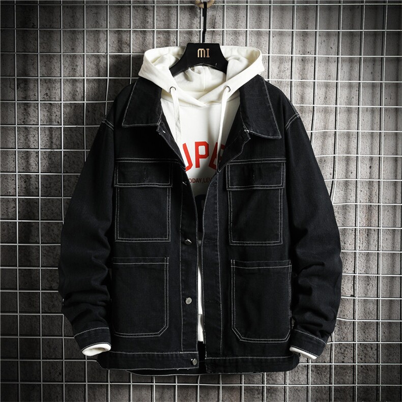 JK829-p70M-5XL网格ins牛仔夹克绣花破洞大码男日系CITYBOY,男装夹克,星座103A