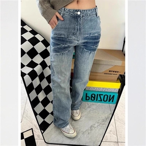 【有货】NZ455HH-特P42 冰蓝闪电纹水洗牛仔裤男女直筒裤子图片