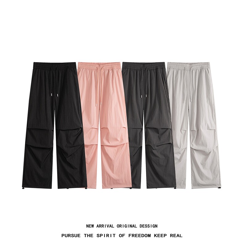 YK121特P28控58平铺图夏季皱感轻薄透气双褶潮流宽松休闲裤子，男装休闲裤，电商A249