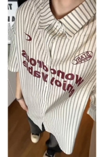 夏季新款短袖衬条纹衫拼色设计感休闲个性衬衣DC2236-特价P40，男装衬衫，电商A007
