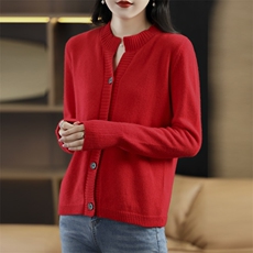 2025年秋季新款七针四扣针织羊毛开衫时尚休闲通勤百搭，女装羊毛衫，洁纯羊绒