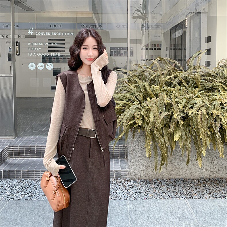 秋装新品韩版显瘦马甲半身裙休闲两件套P185K288,女装套装/套裙,2C219