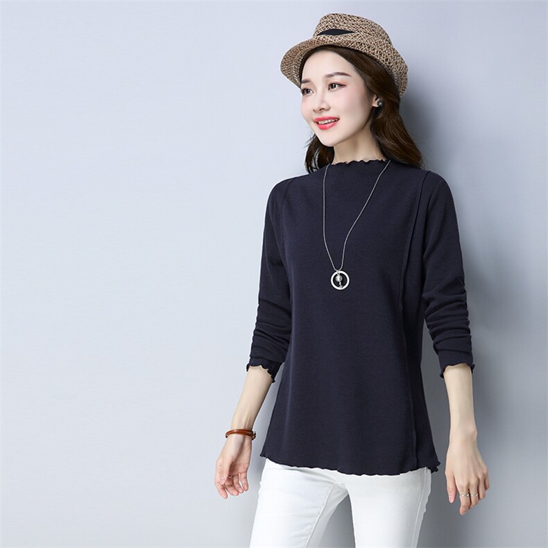 长袖潮流拼接气质时尚纯色圆领2021年秋季大码女装，女装大码女装，秋牧寒烟