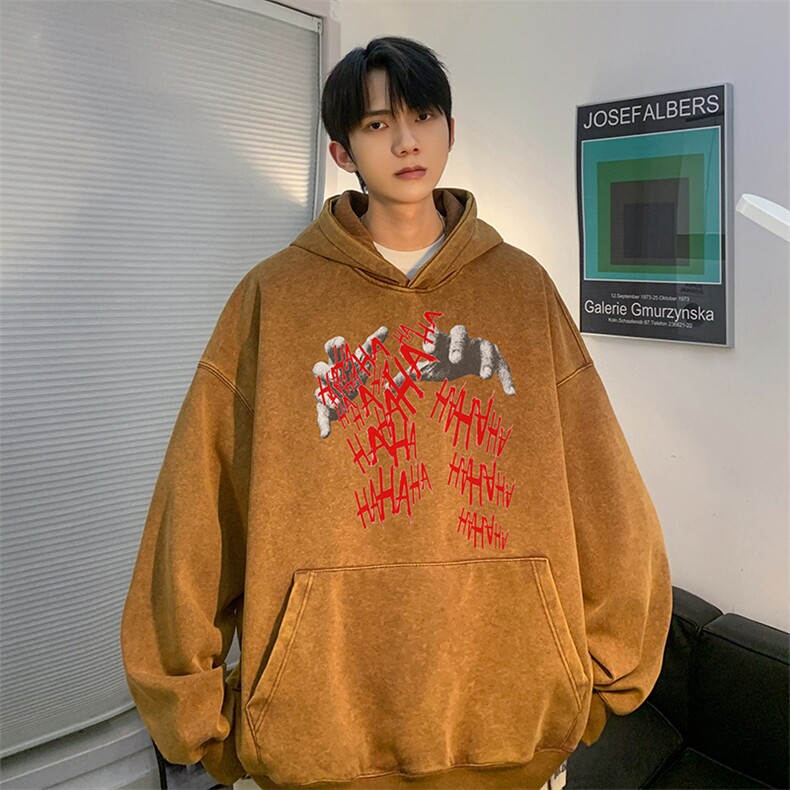 美式复古水洗连帽卫衣男秋冬宽松青少年卫衣JK23398特批p53-控88,男装卫衣,星座605(原A050)