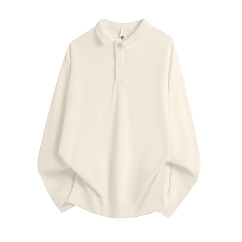 GENIOLAMODE宽松学院风翻领长袖休闲polo衫男士秋季新款百搭体恤，男装T恤，电商A486-1