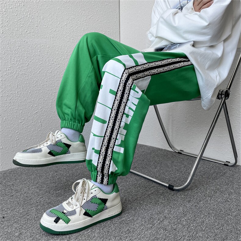 港风秋款织带裤子长裤美式束脚裤直筒休闲裤宽松设计K2212P55,男装休闲裤,电商B370