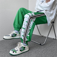 港风秋款织带裤子长裤美式束脚裤直筒休闲裤宽松设计K2212P55，男装休闲裤，电商B370