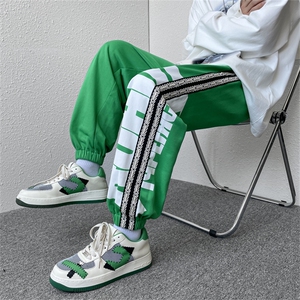 港风秋款织带裤子长裤美式束脚裤直筒休闲裤宽松设计K2212 P55图片