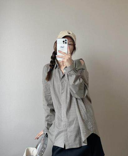 小心机露肩宽松衬衫版，现货，秋季，已补单几千件，女装衬衫，她西子