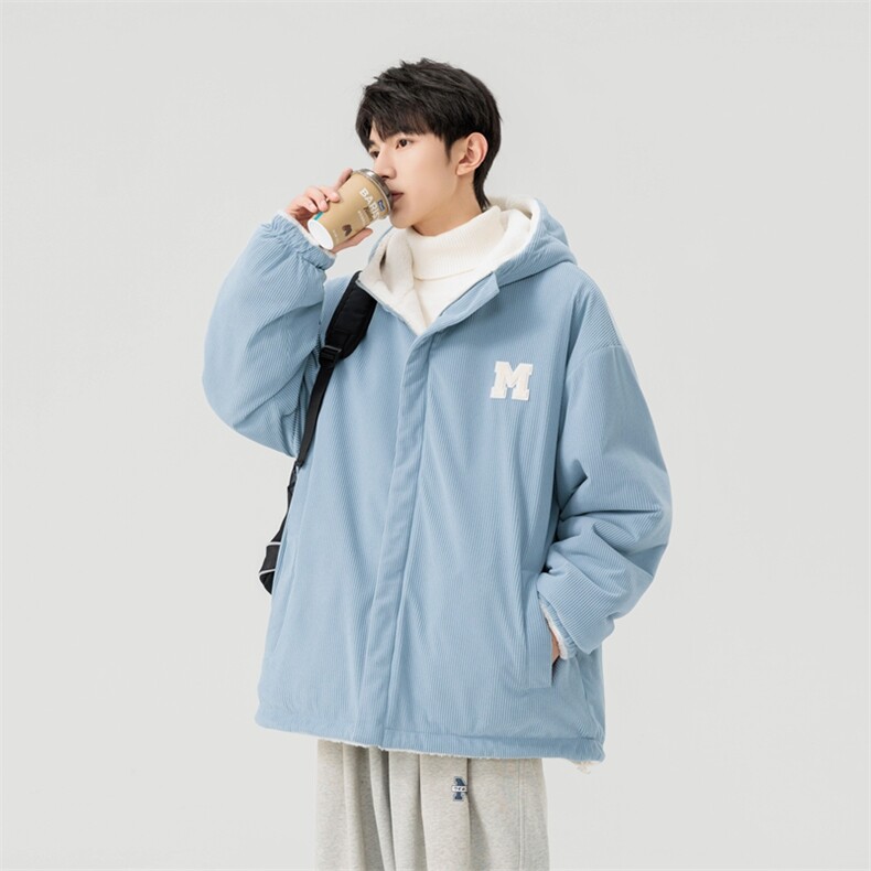 灯芯绒两面穿棉服男女羊羔毛棉衣外套冬季加厚棉袄M0811-P120,男装棉衣,星座308B-2