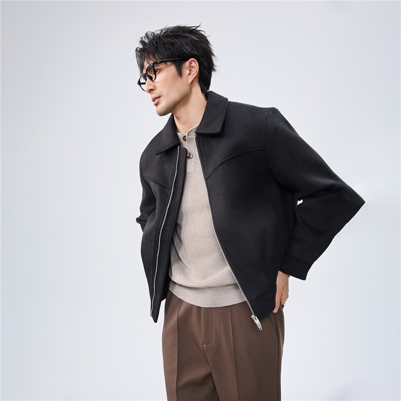 店主风毛呢夹克外套秋冬短款呢子大衣宽松妮子A236-JK606-P145,男装毛呢大衣,电商A236