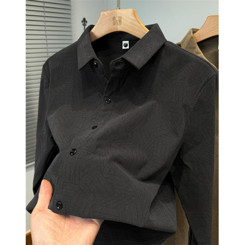 【006】灯芯绒衬衫舒适休闲印花男秋季长袖衬衣A079-A6771-P49，男装衬衫，电商A079